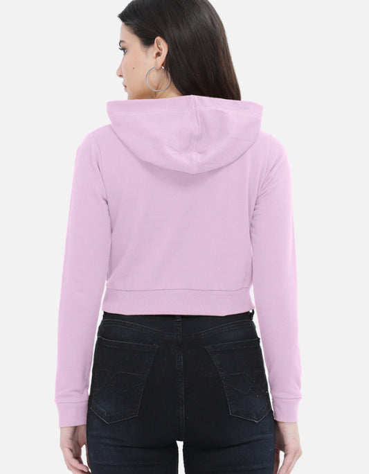 Color_LightBabyPink WE TEES lilac cropped hoodie for women with sunflower graphic print back