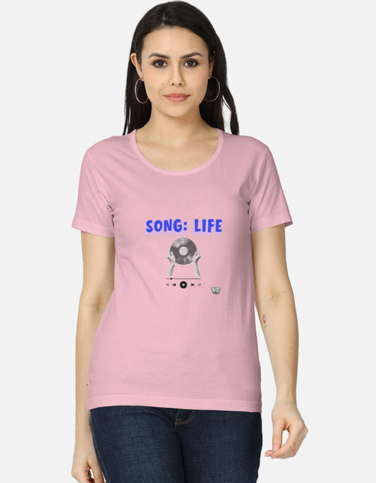 SONG: LIFE — Women’s Classic Cotton Crew T-Shirt pink