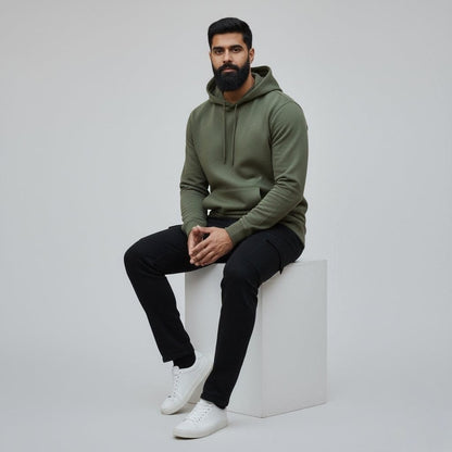 Olive green 350 GSM bio-washed hoodie – We Tees streetwear 2
