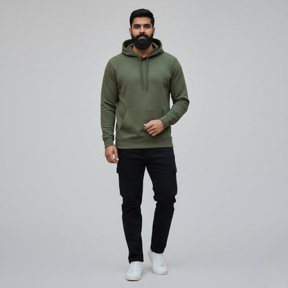 Olive green 350 GSM bio-washed hoodie – We Tees streetwear 1