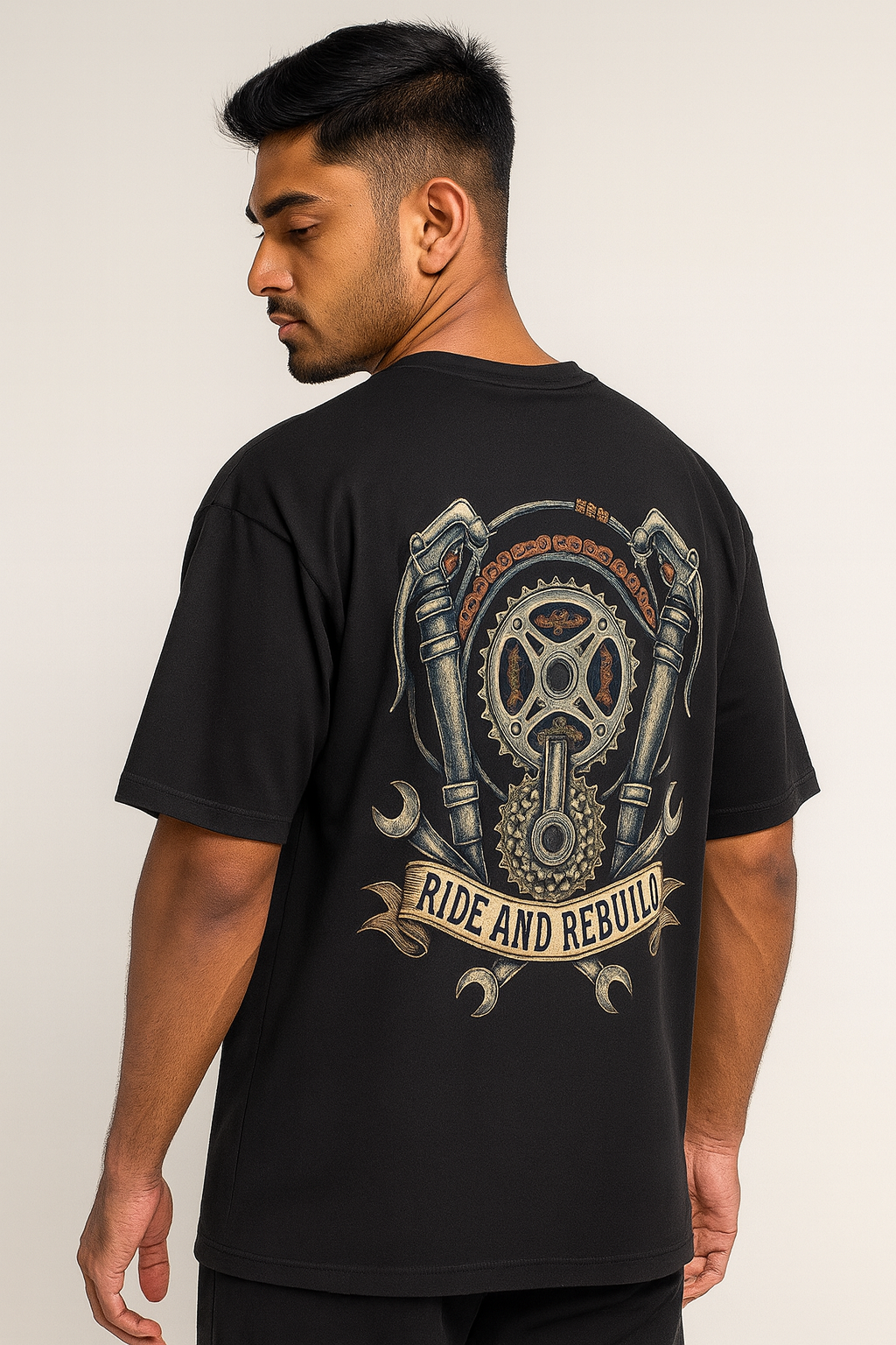 Mechanical biker T-shirt back print
