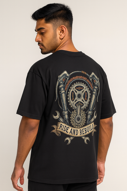 Mechanical biker T-shirt back print