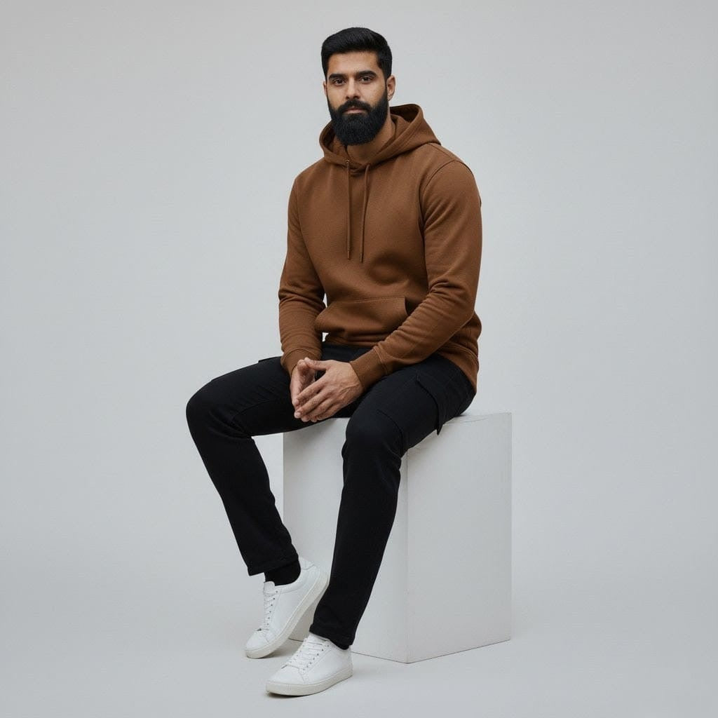 Brown green 350 GSM bio-washed hoodie – We Tees streetwear 2