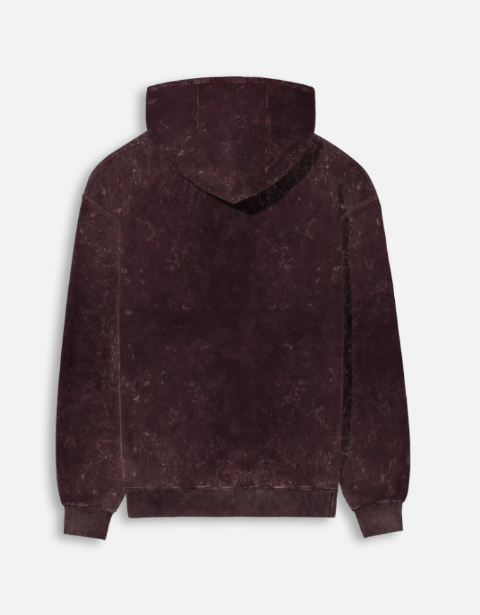 Color_Maroon Premium heavyweight acid washed cotton hoodie back view