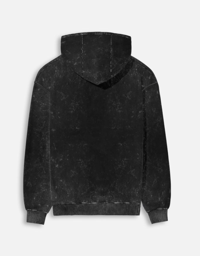 Color_Black Premium heavyweight acid washed cotton hoodie back