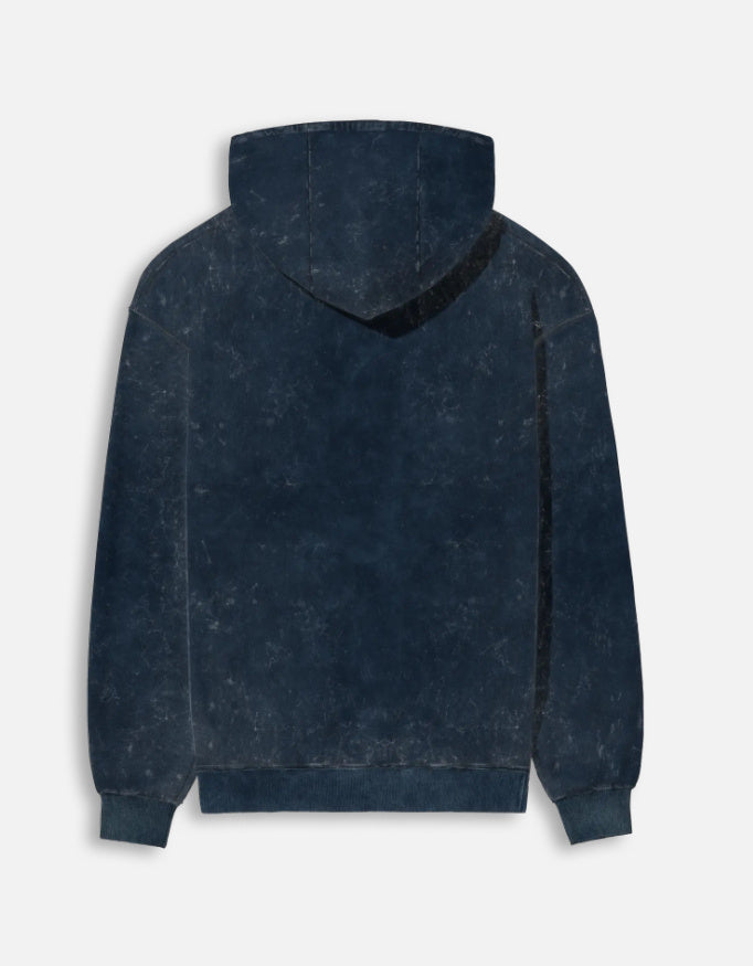 Color_NavyBlue Premium heavyweight acid washed cotton hoodie back view
