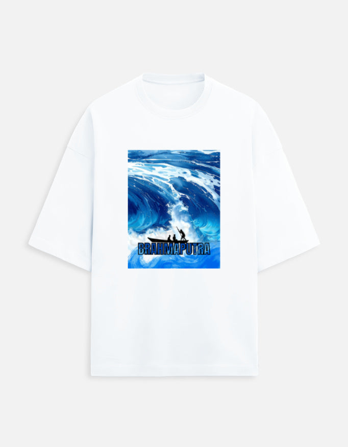 “WE TEES Brahmaputra Wave Rider – premium oversized cotton t-shirt with wave artwork”“WE TEES Brahmaputra Wave Rider – premium oversized cotton t-shirt with wave artwork” WHITE
