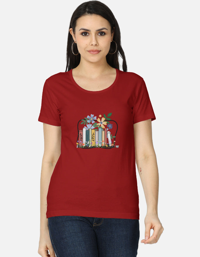 Books & Bloom — Women’s Classic Crew T-Shirt red