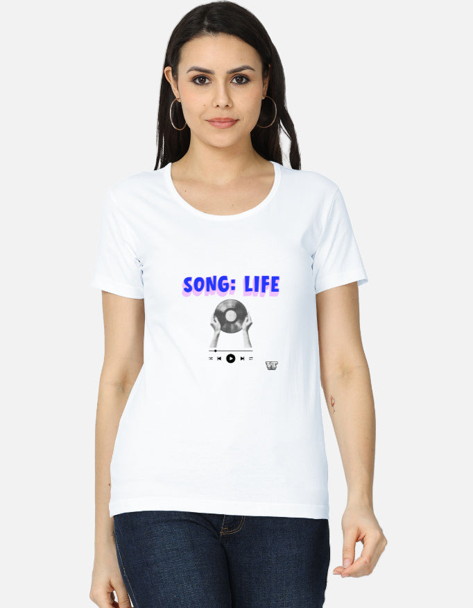 SONG: LIFE — Women’s Classic Cotton Crew T-Shirt white