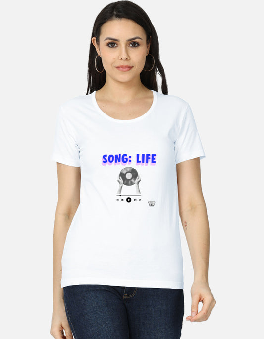 SONG: LIFE — Women’s Classic Cotton Crew T-Shirt white