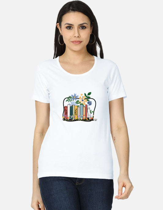 Books & Bloom — Women’s Classic Crew T-Shirt white