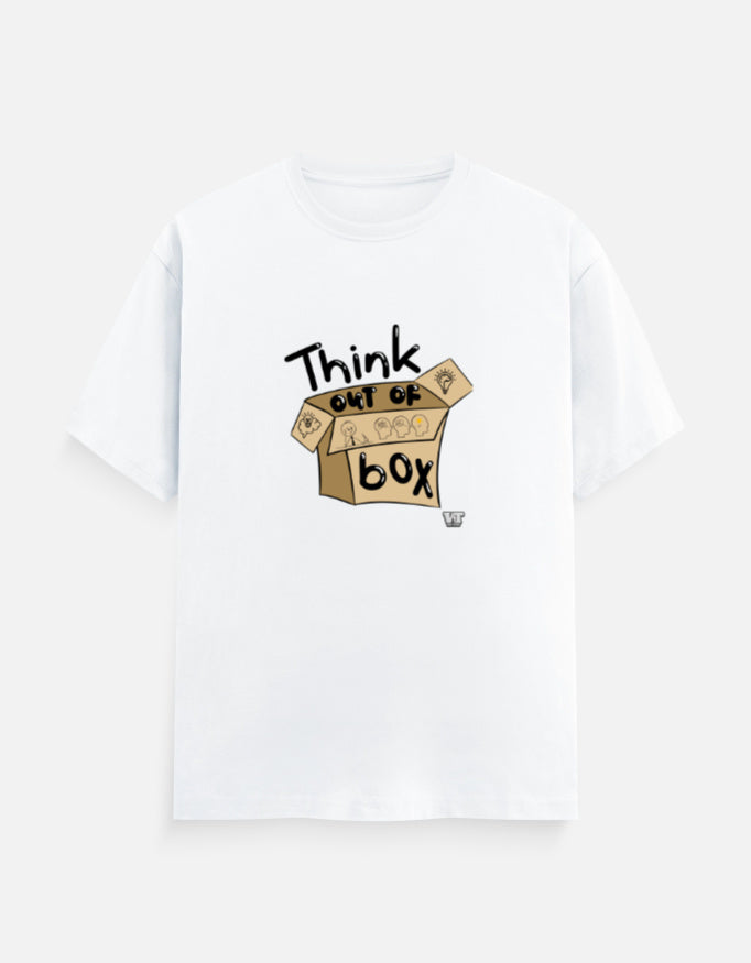 THINK OUTSIDE THE BOX — Classic Cotton Crew T-Shirt white