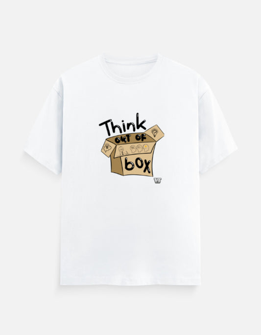 THINK OUTSIDE THE BOX — Classic Cotton Crew T-Shirt white