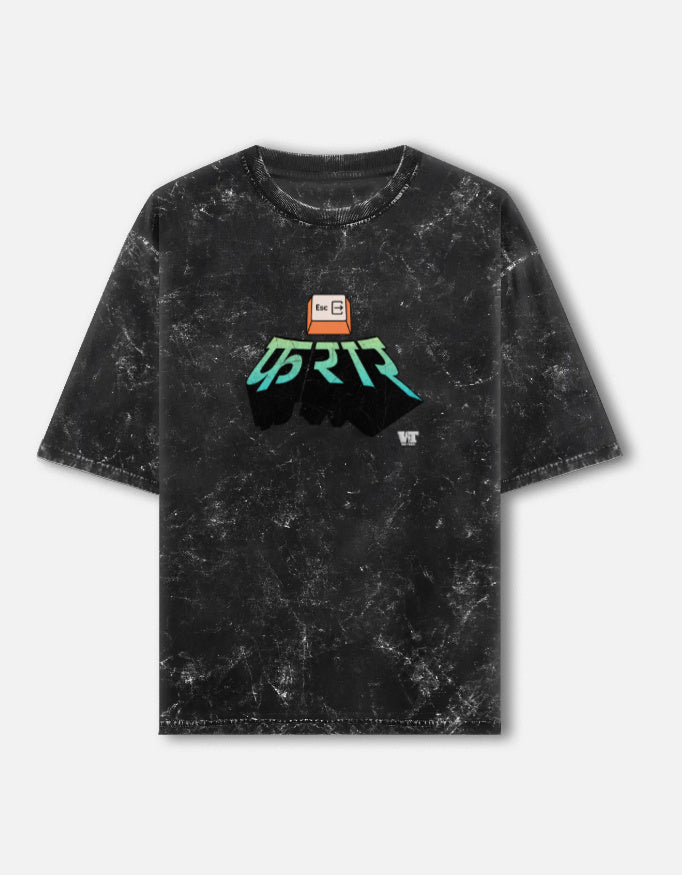 फ़रार — Acid Wash Oversized T-Shirt black