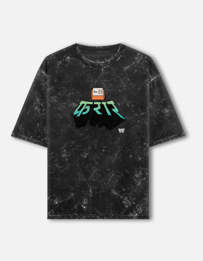फ़रार — Acid Wash Oversized T-Shirt black
