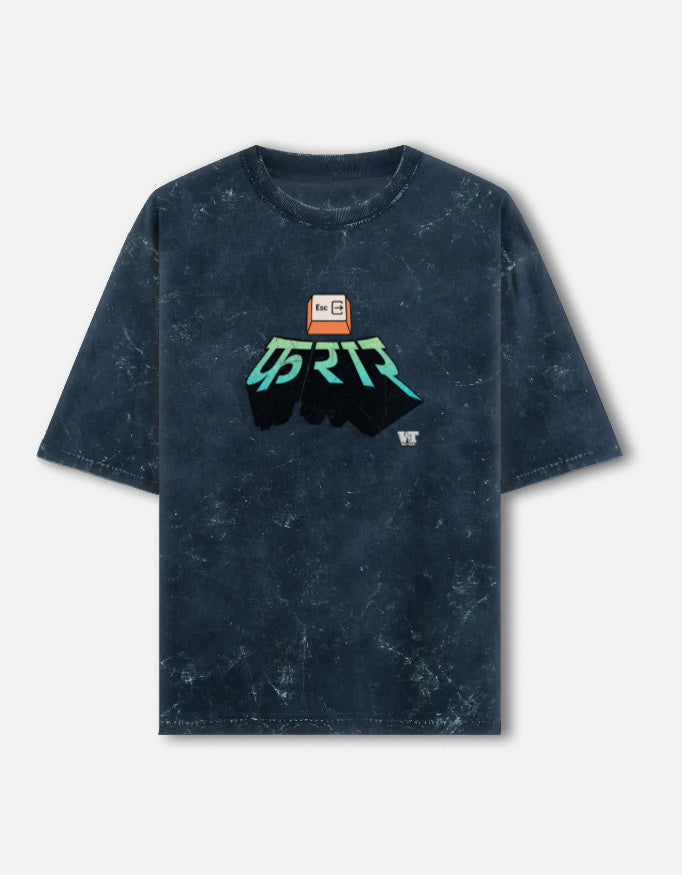 फ़रार — Acid Wash Oversized T-Shirt blue