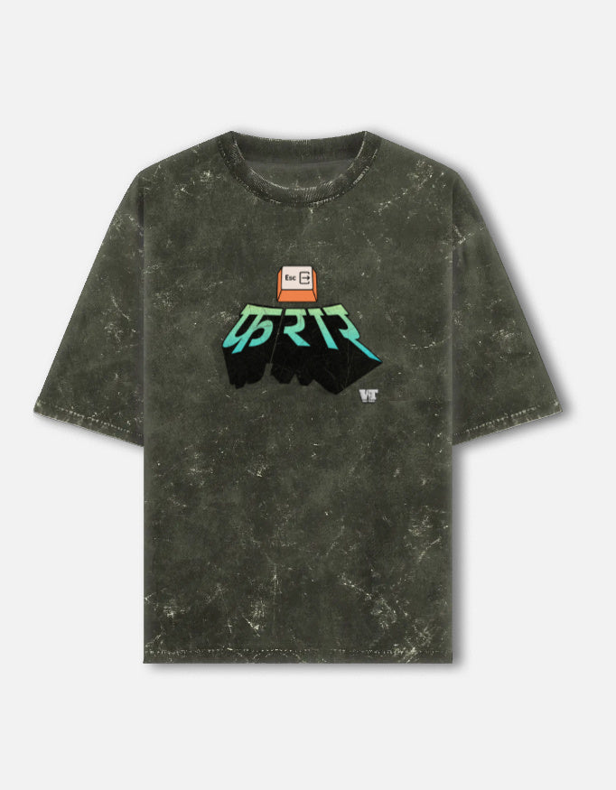 फ़रार — Acid Wash Oversized T-Shirt olive