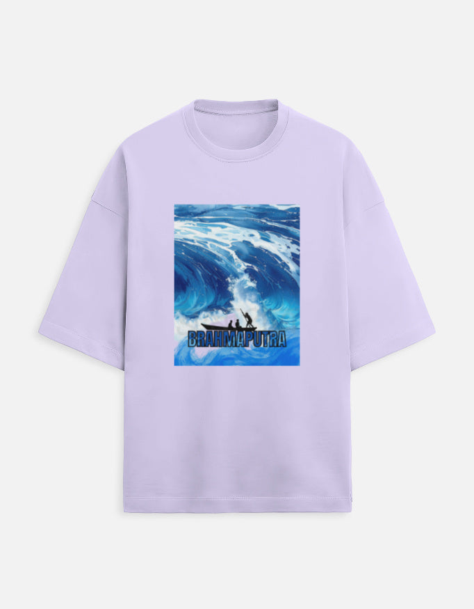 Color_Lavender “WE TEES Brahmaputra Wave Rider – premium oversized cotton t-shirt with wave artwork”