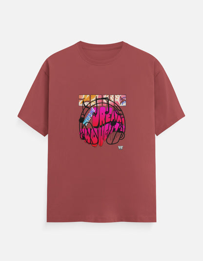 red cotton crew neck t-shirt with DREAMER graphic