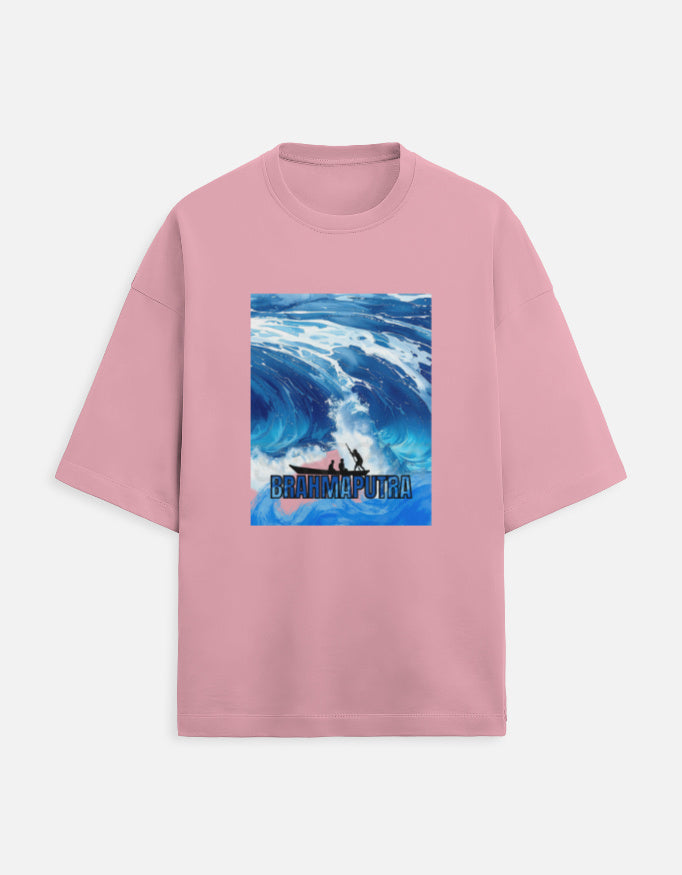 Color_Flamingo “WE TEES Brahmaputra Wave Rider – premium oversized cotton t-shirt with wave artwork”