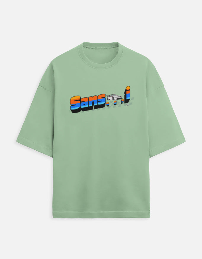 Color_Jade WE TEES Sanscari oversized T-shirt for car lovers with typography design