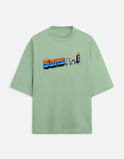 Color_Jade WE TEES Sanscari oversized T-shirt for car lovers with typography design