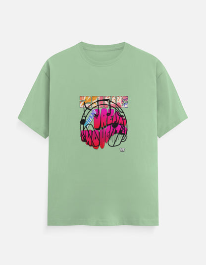 jade cotton crew neck t-shirt with DREAMER graphic