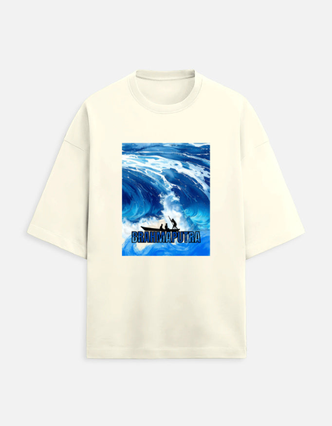 Color_OffWhite “WE TEES Brahmaputra Wave Rider – premium oversized cotton t-shirt with wave artwork”