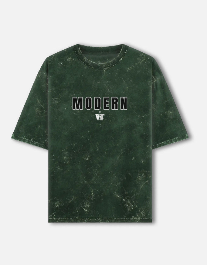 MODERN — Acid Wash Oversized T-Shirt forest green