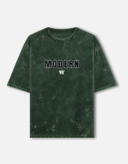 MODERN — Acid Wash Oversized T-Shirt forest green