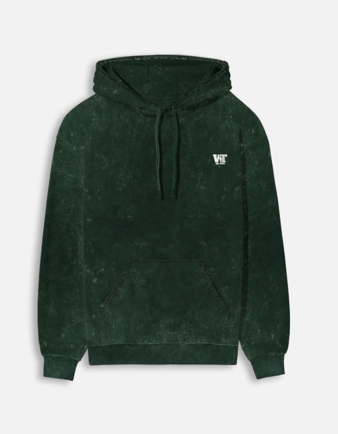 Color_BottleGreen Premium heavyweight acid washed cotton hoodie