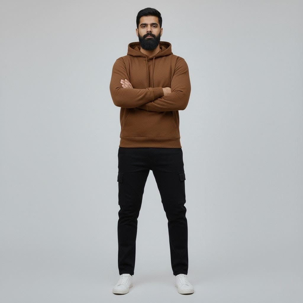 Brown green 350 GSM bio-washed hoodie – We Tees streetwear 1