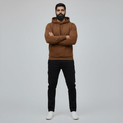 Brown green 350 GSM bio-washed hoodie – We Tees streetwear 1